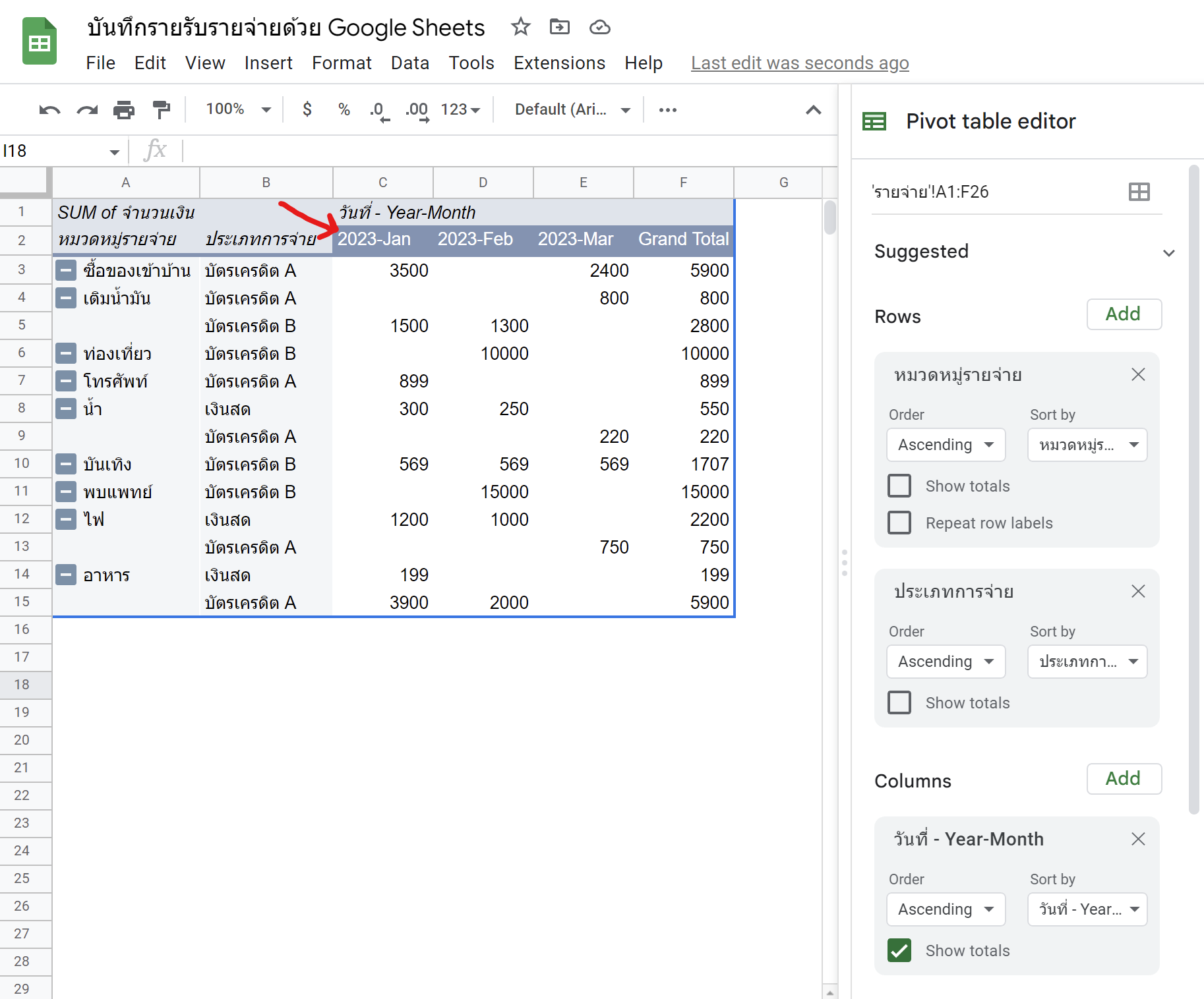 สร้างบัญชีรายรับ-รายจ่าย และวิเคราะห์ข้อมูลง่ายๆ ด้วย Google Sheets